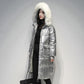 Women's Down Padded Jacket Long Over The Knee Winter Thickening Korean Loose Shiny Cotton Warm Jacket