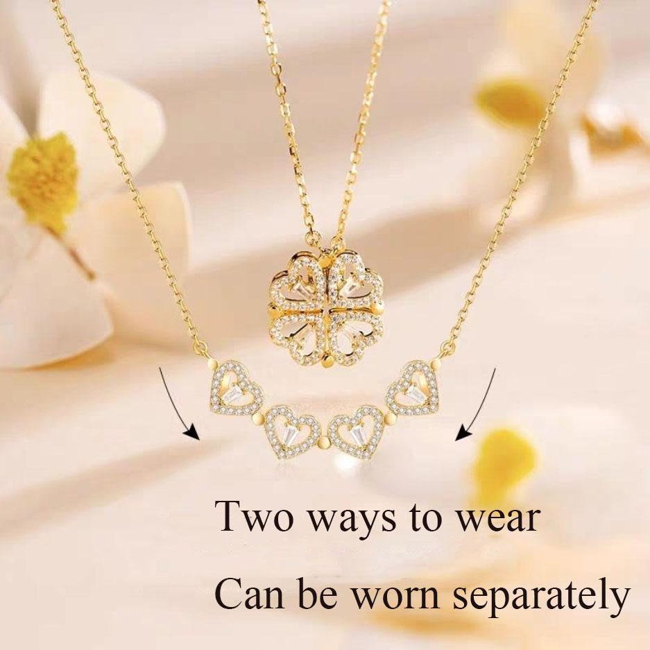 Women's Four-leaf Clover Love Necklace Does Not Fade A Two-wear Magnet S Pendant Gift