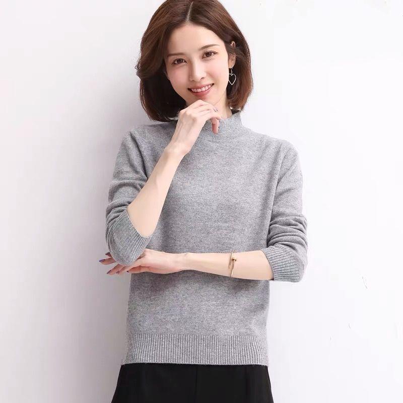 Pofulove Half Turtleneck Sweater Autumn Winter Loose Students Winter Wear Shirts Women Long Sleeve