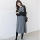 Spring and Autumn Maternity Sweatshirt Mid-length Loose Large Size Dress Long Sleeve Splicing Color Top