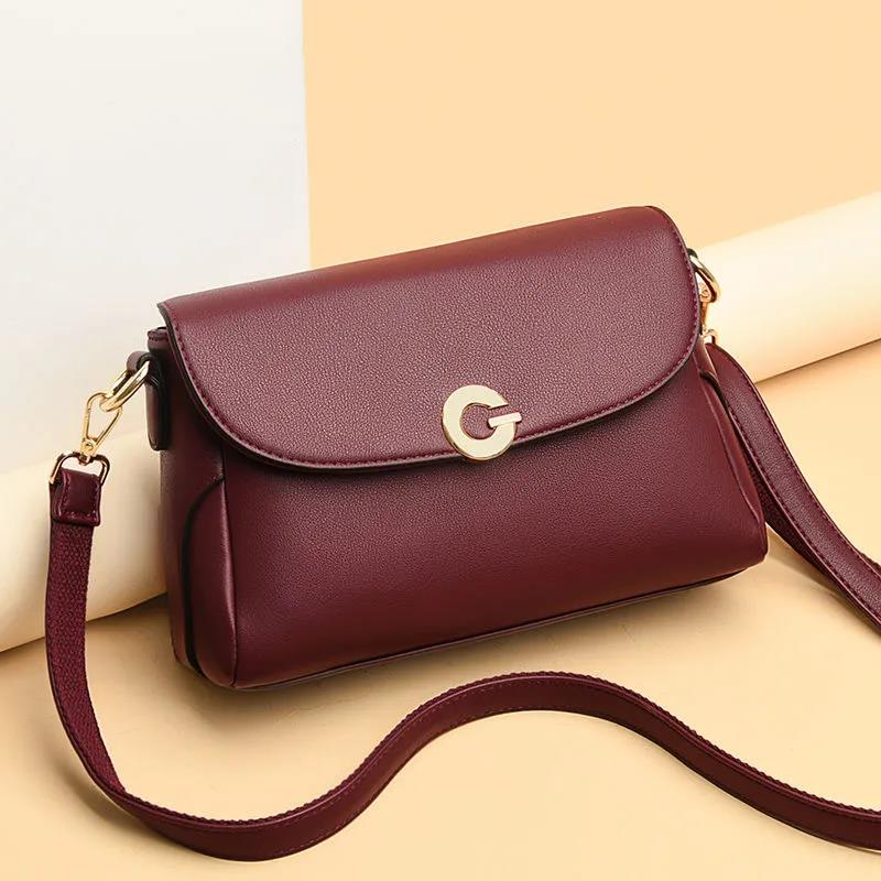 Women Shoulder Messenger Bags Casual Female Crossbody Bags Soft Surface Genuine Leather Cowhide Two Shoulder Straps Adjustable