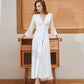 Women's Lace Long Nightdress Wedding Dressing Robe Drape Satin Solid Color Beauty Back Hollow Out Sexy Nightgown French Wedding Pajamas