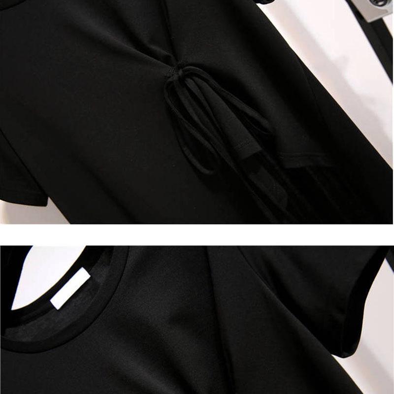 Fashion Cotton T-shirt Set Women Summer Irregular T-shirt Skirt Two-piece Plus Size Skirt Suits