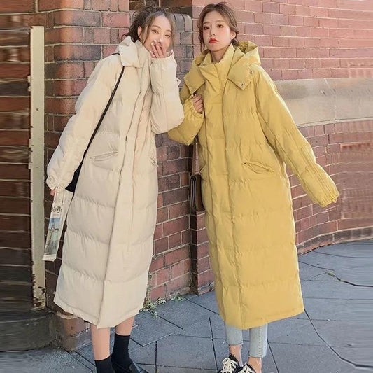Cotton-padded Jacket Women's Knee-length Long Dongdaemun New Large Size Loose Thickened Thin Cotton-padded Jacket Female BF Student  Padded Jacket