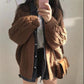 Women's Autumn and Winter Sweater Cardigan Chic Korean Loose Long-sleeved Twist Knit Solid Color Sweater