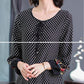 WTEMPO Plus Size Ladies Dress Summer Round Neck Knee-length Chiffon Polka Dot Tassel Printing L-XXL