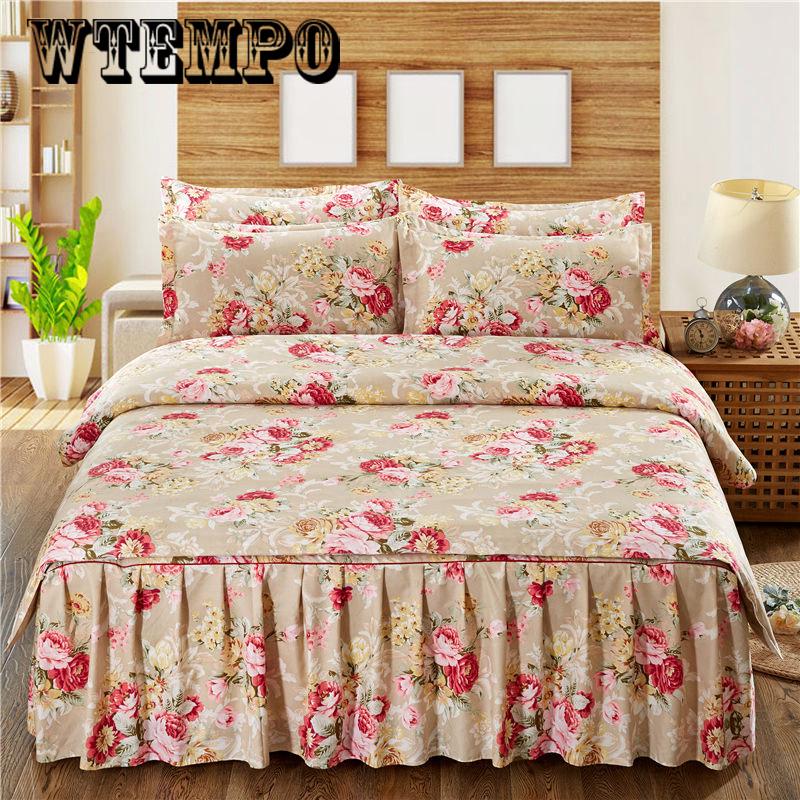 Bedding Cotton Four-piece Winter Soft Padded Bed Skirt Suit Bedroom Home Kit