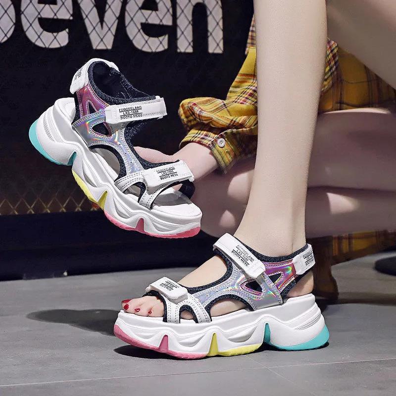 Sports Sandals Women's Thick Sole Muffin Sports Casual Beach Shoes Wedge Heels Colorful Handsome Ladies Sandals