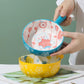 Cartoon Instant Noodle Bowl Ceramic Household Fruit Salad Bowl Cute Girl Heart Handle Baking Bowl Fruit Bowl