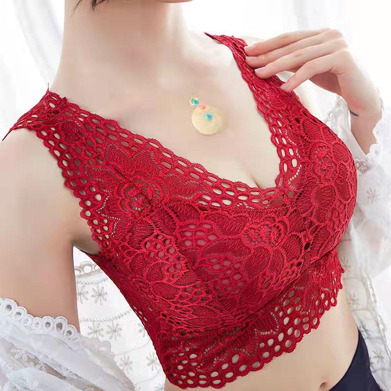 Sexy Lace No Steel Ring Sleep Underwear Female Beauty Back Tube Top Anti-glare Comfortable Breathable Sports Bar Underwear Vest Fitness Top