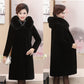 Winter Temperament Ladies Mink Fur Coat Women's Mid-length Large Size Thickened Waist Slimming Hooded Mink Fleece Faux Fur Thermal Jacket