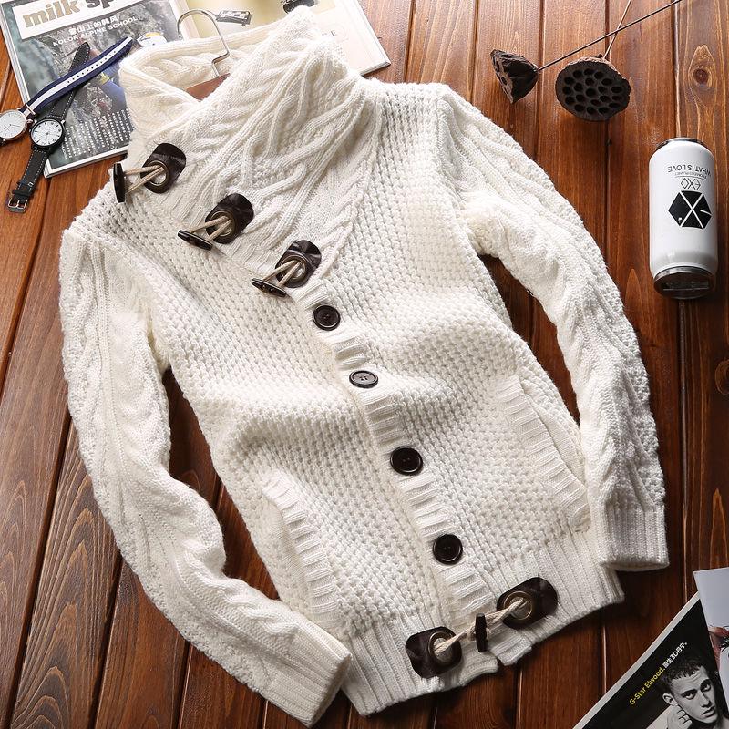 Sweater Jacket Plus Velvet Thickening Cold Warm Sweater Cardigan Sweater Male Trend High Collar