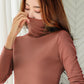 Fashion Women's Pullover Winter High Neck Women's Bottoming Shirt Long-sleeved Solid Color Slim Women's Cotton Top