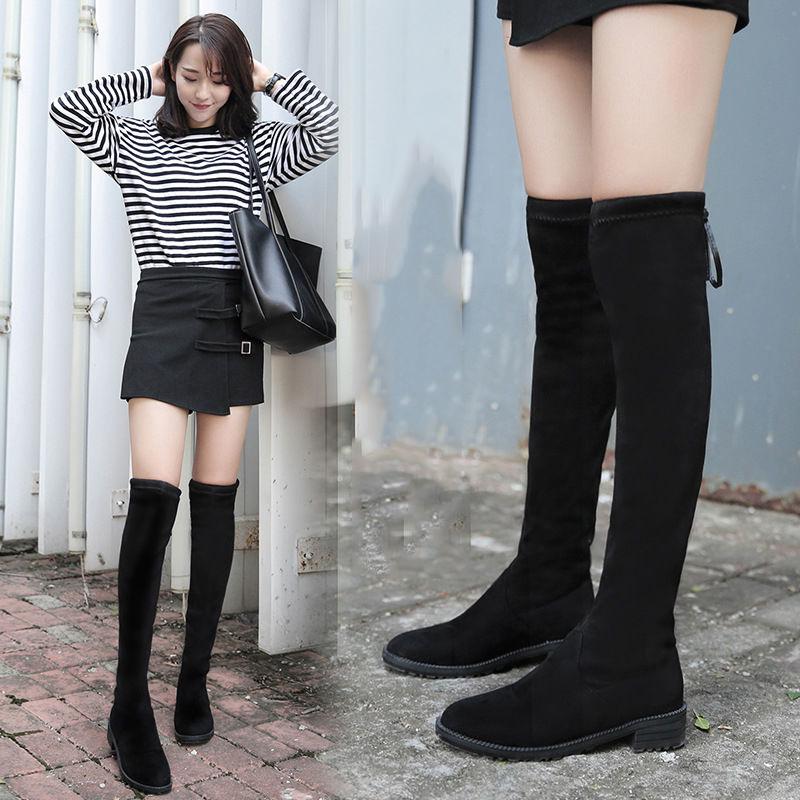 Women's boots over the knee autumn and winter plus velvet boots children's stretch boots high boots