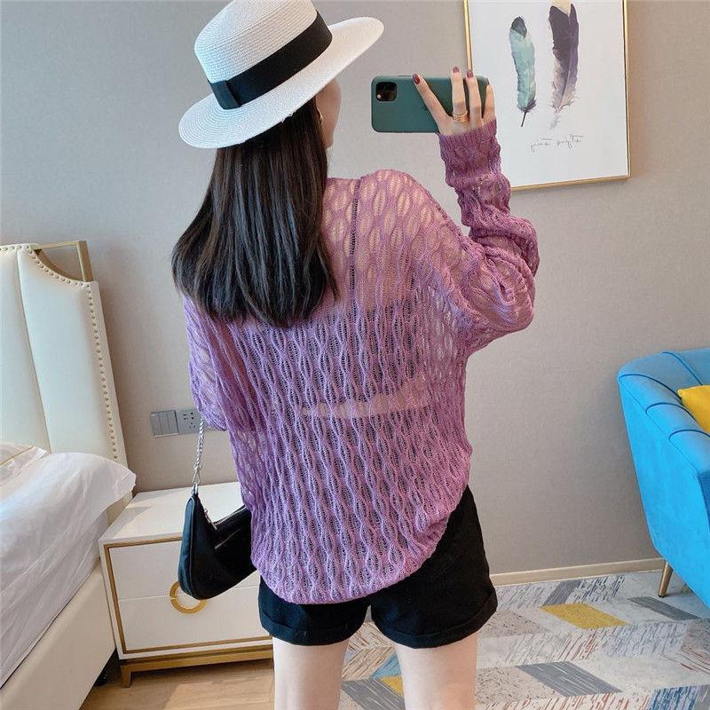 One-piece Knitted Blouse Autumn and Summer Women's Thin Loose Sunscreen Top
