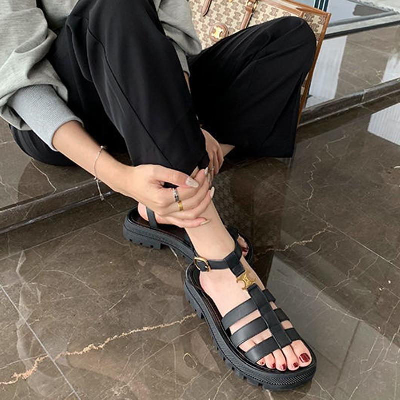 Sandals Women's Summer Flat Bottom High-end Retro Thick Bottom Ladies Sports Woven Sandals