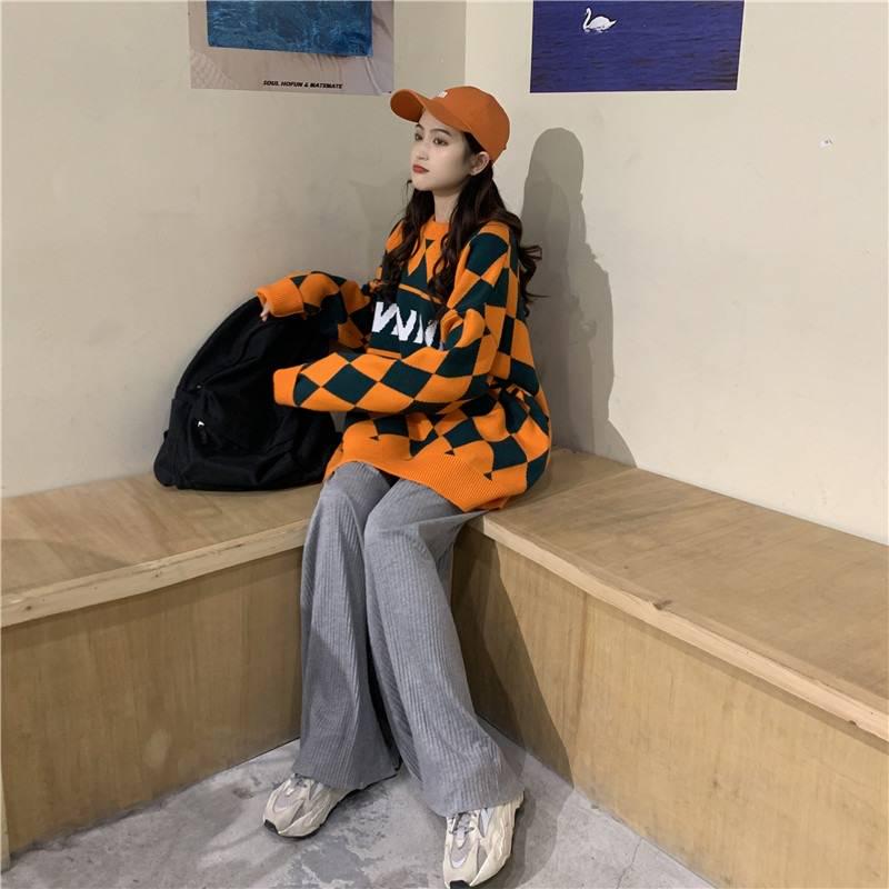 Pofulove Lazy Wind Sweater Women Loose Winter Mid-length Wild Thick European and American Pullover