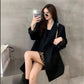 Khaki Jacket Female Spring and Autumn Loose Sense of Design Qualities Leisure Suit Jacket Lady Loose Long-sleeved Jacket
