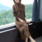 Autumn and Winter Middle-aged and Elderly Thick Dress Long-sleeved Elegant Mother Slim Long Base Skirt