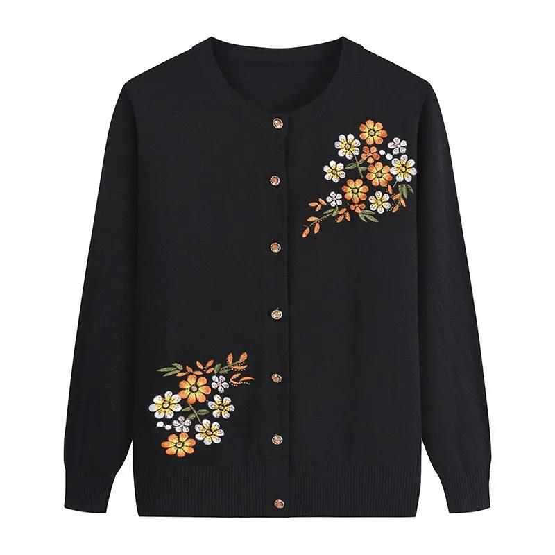 Cardigan Embroidered Jacket for Spring and Autumn Sweater for Autumn and Winter Knit Long Sleeves