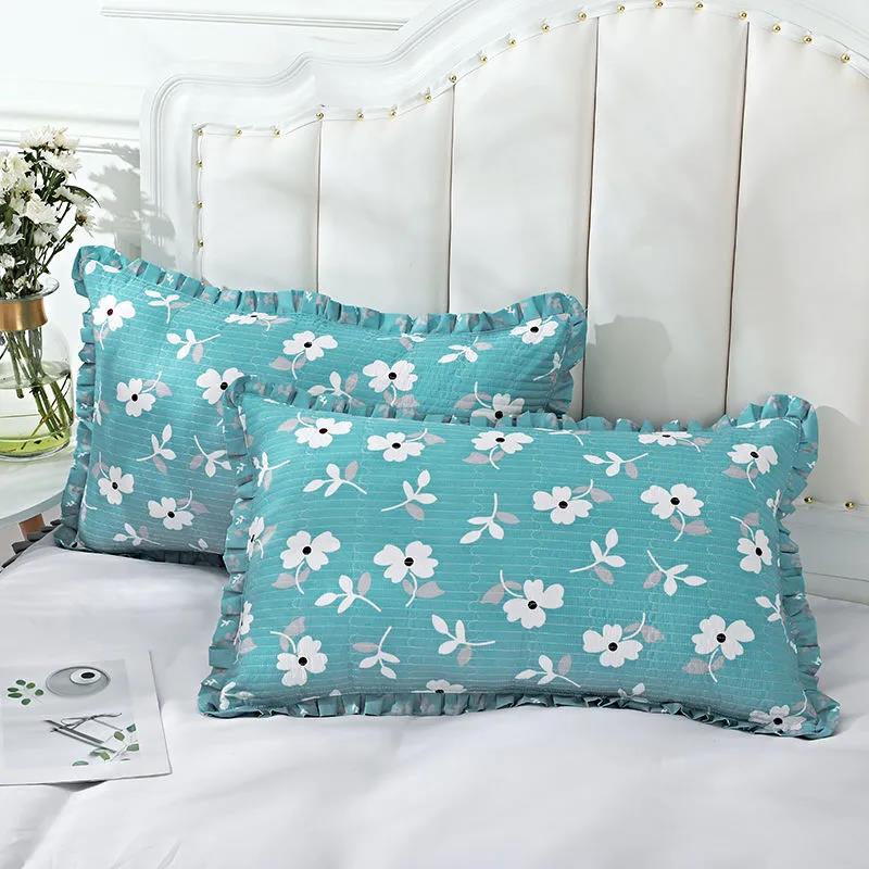2 Pillowcases Household Pure Washed Cotton Four Seasons Quilted Pillowcase Single and Double Quilted Thickened High-end Pillowcase