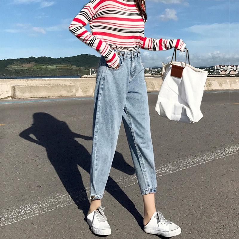 WTEMPO Jeans Female Straight Loose Loose Thin High Waist Dad Pants Wearing Wide Legs Was Thin Pants