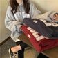 Sweater Women's Ins Plus Velvet Thickened Student Korean of The Loose BF Lazy Style Letter Printing Top Hooded Jacket Printing Pullover Sweater