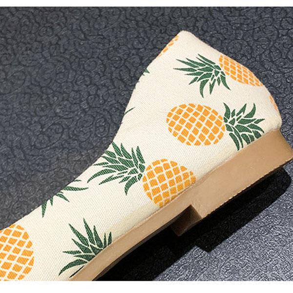 Soft Bottom Peas Shoes Women Spring Summer Sweet Pineapple Cherry Strawberry Flat Bottom Shallow Mouth Single Shoes Slip-on Shoes Casual Flat Shoes
