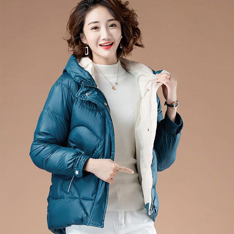Short Shiny Down Padded Coat Women Autumn/winter Padded Women Korean Loose Hooded Bread Jacket