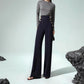High-end Plus Velvet Ultra-high Waist Wide-leg Pants Autumn and Winter Trousers Drape Straight-leg Pants Double-breasted Slimming Suit Pants Women