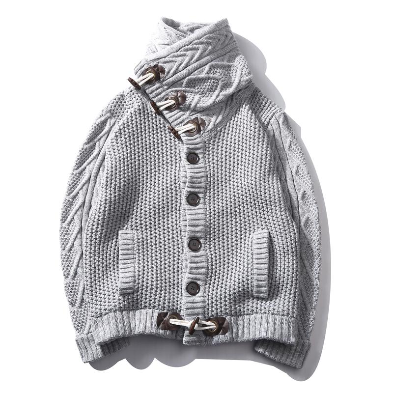 Sweater Jacket Plus Velvet Thickening Cold Warm Sweater Cardigan Sweater Male Trend High Collar