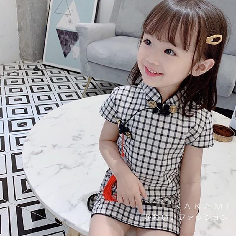 Children's Clothing Girls Spring and Summer Children's Self-cultivation Cheongsam Dress Princess Dress Chinese Style Retro Dress