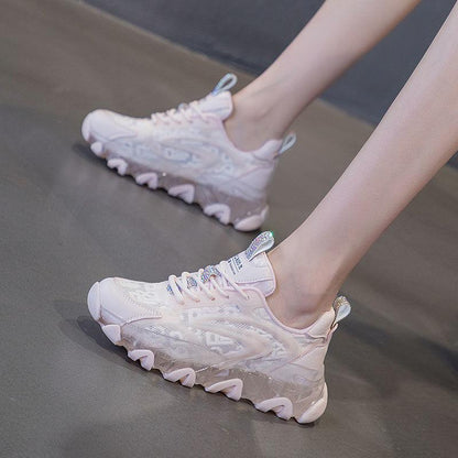 Daddy Shoes Female Ins Tide Korean Version of Breathable Mesh Rhinestone All-match Thick-soled Casual Sports Shoes