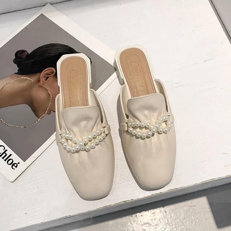 Ladies Summer Fashion Home Non-slip Slippers Wear Elegant Beach Shoes Trend Baotou Half Drag