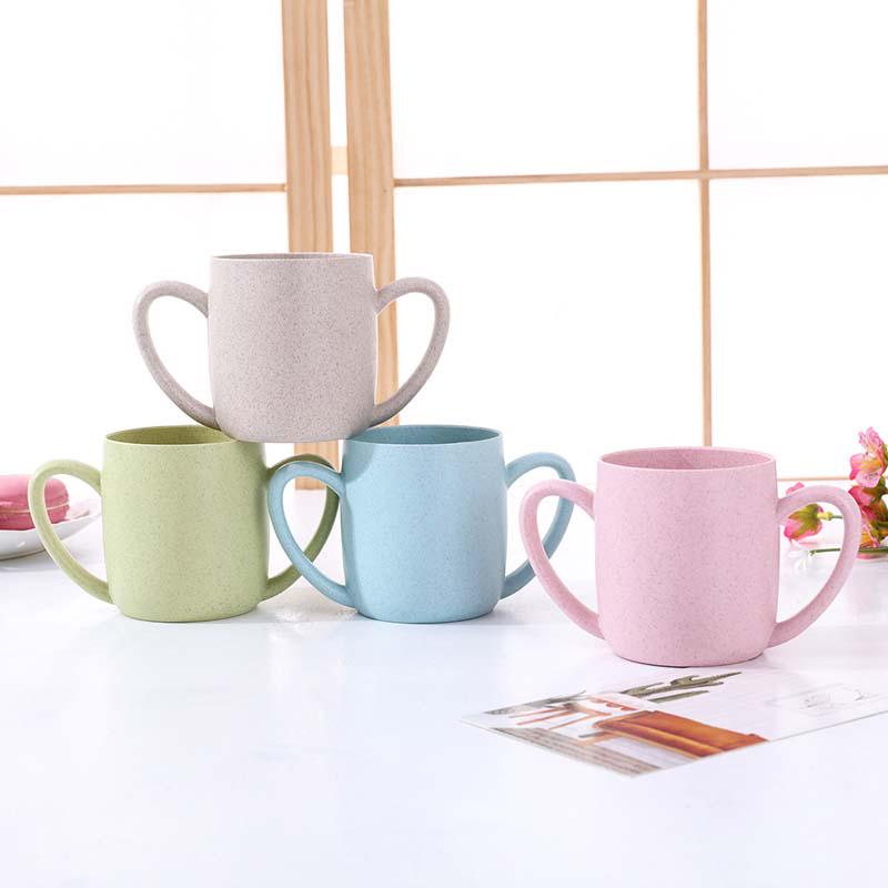 WTEMPO Baby 250ml Cups Cute Wheat Pp Feeding Drinking Drinkware With Handle Nature Safe Material Kid