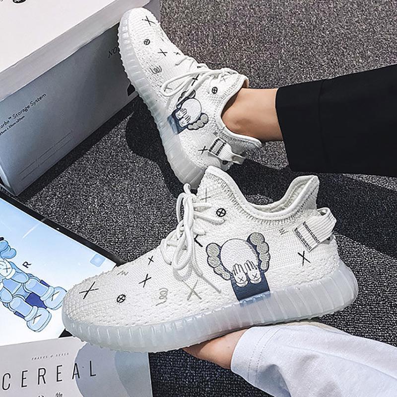 Korean Couple Breathable Running Shoes Summer Fly Woven Breathable Casual Sneakers Trend Canvas Coconut Shoes