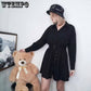 Women Sexy Shirt Dress Slim Single Breasted Long Sleeve Dress OL Style Plus Size Black Dress