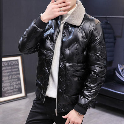 Down Coat Winter Korean Fashion Brand Men's Short Slim-fit Lapel Thick Loose Men's Cotton Coat