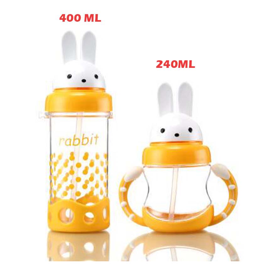Wtempo High Quality 400ml Cartoon Kid Drinking Cup Straw Portable Rope Bpa Free Pp Children Feeding