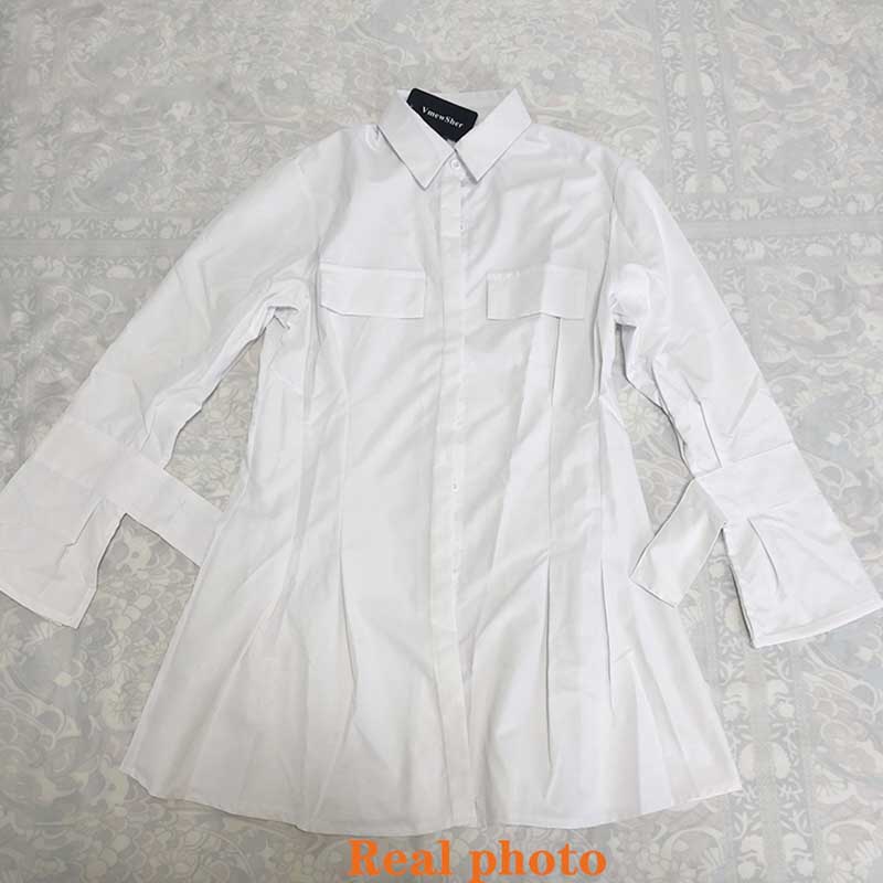 Shirt Flared Dress Women's Long-sleeved Summer Temperament Waist Slim Polo Collar
