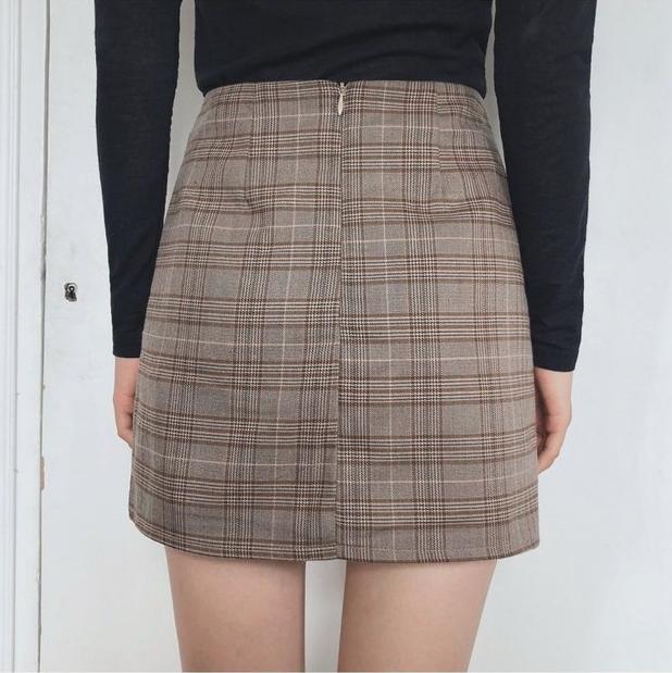Women Suit Dark Academia Clothing Retro Plaid Plus Size Korean Coat Blazers and Skirt for Woman, Single Breasted Outerwear for Your Minimal Style