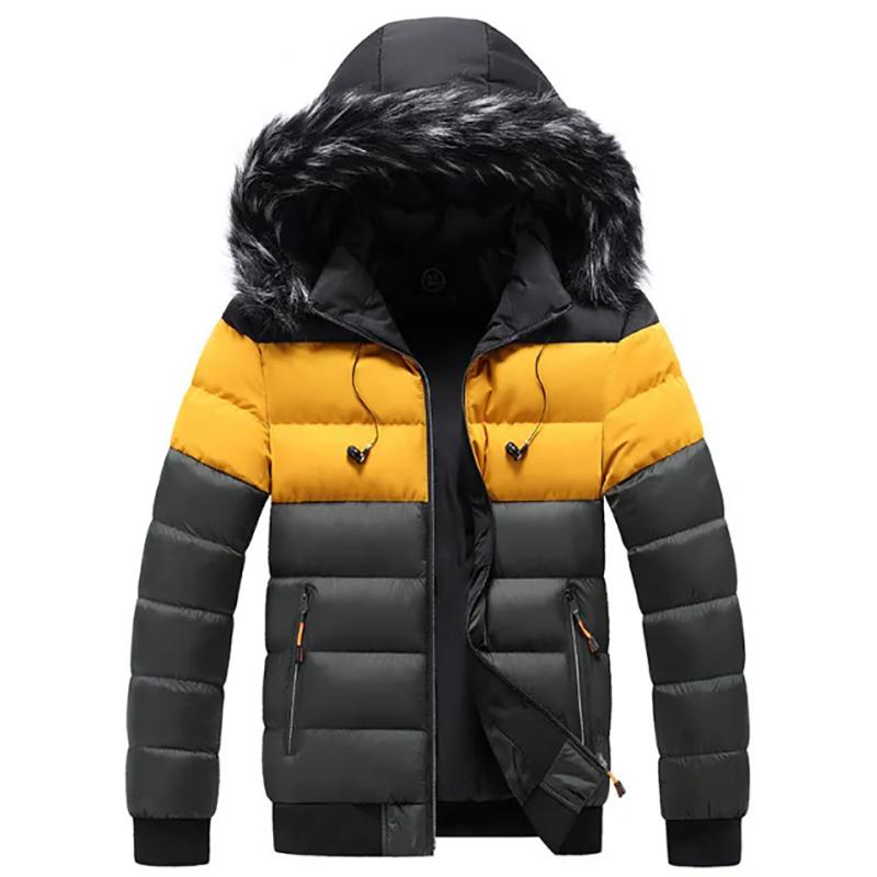 Men's Padded Jacket Men's Winter Thick Warm Jacket Hooded Youth Bread Jackets Stand-up Collar Jacket Men