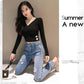 Sweaters Winter Pullovers Black V-neck Tops Long Sleeve Knitting Crop Top Knitwear Sexy Sweater
