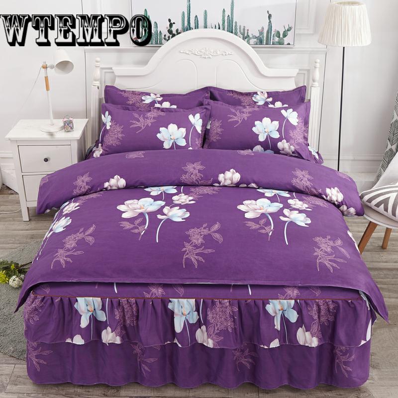 Printing Bedspread Cotton  Bed Skirt Pillowcase Bedding Bed Sets Queen King Size