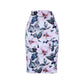 Female Vintage Floral Print Holiday Skirt High-waist Bag Hip Slim Knee-length Elegant Casual Skirt