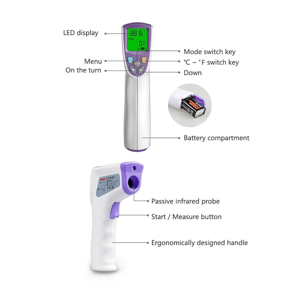 Adult Kids Digital Non-Contact Infrared Forehead Thermometer Body Temperature Measurement Device