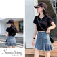 Denim Skirt Women's High Waist Pleated Summer Irregular Fashion All-match Hip Skirt