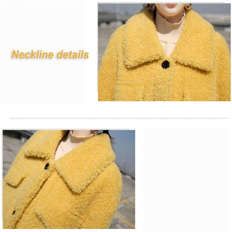Lamb Wool Coat Women's Winter Thickening and Velvet Fashion Loose Coat Mid-length Faux Wool Fur Coat