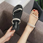 Sandals Summer All-match Flat-bottomed Roman Women's Shoes One-word Buckle Sandals One Shoe Two Flat-bottom Beach Shoes