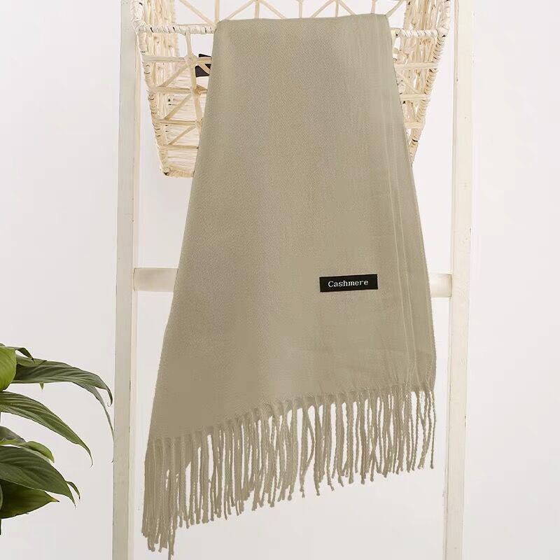 Winter Women Scarf Solid Soft Cashmere Scarves Shawls and Wraps Bandana Female Foulard Tassel